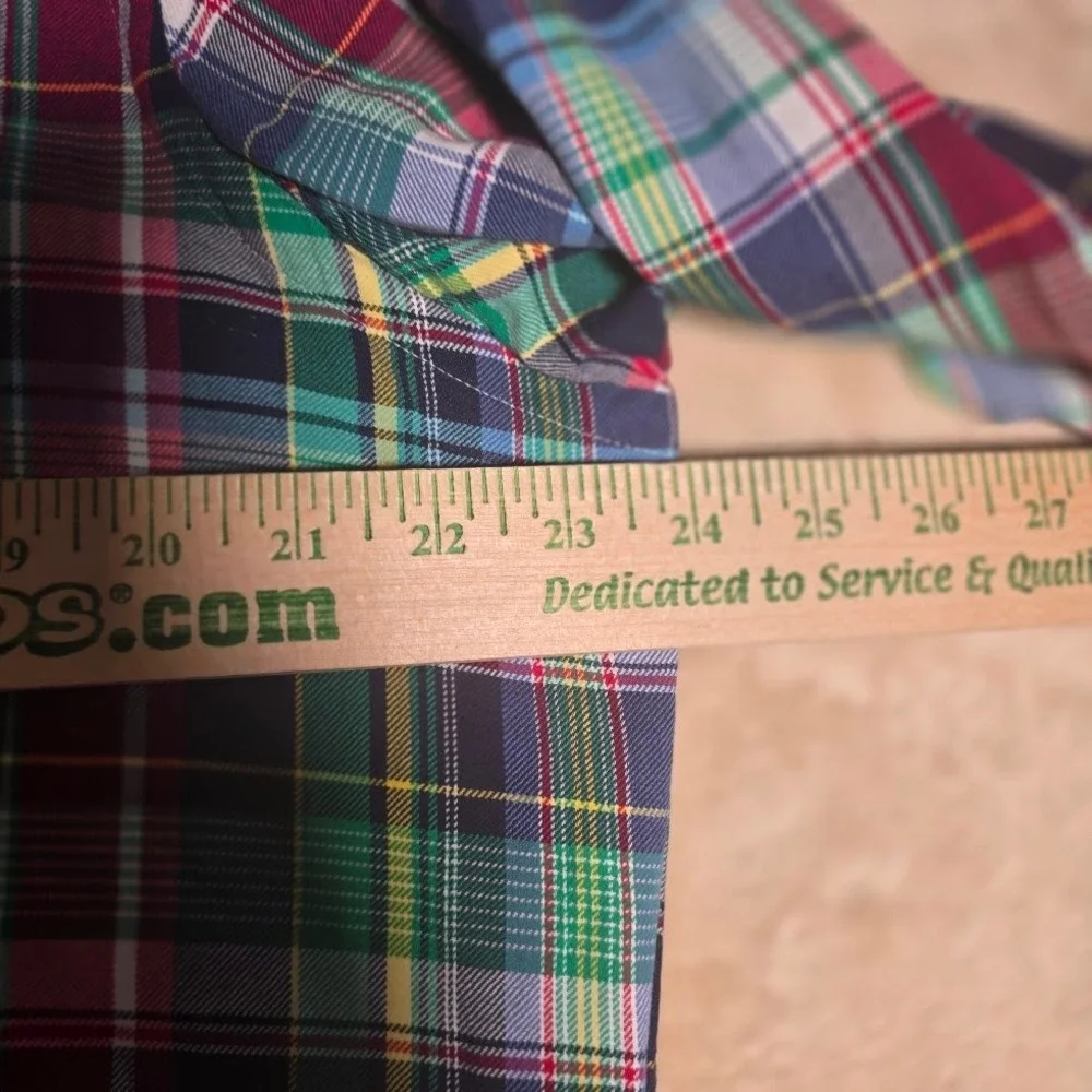 Polo Ralph Lauren Mens Plaid Button Down Shirt Green Red Blue Cotton L  1071